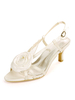 Elfenbein Hochzeitsschuhe Satin Open Toe Flowers Kitten Heel 2.4 "Brautschuhe