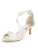 Elfenbein Hochzeitsschuhe Satin Open Toe Kitten Heel Brautschuhe