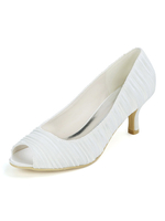 Elfenbein Hochzeitsschuhe Satin Peep Toe Stiletto Heel Brautschuhe