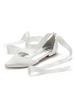 Elfenbein Hochzeitsschuhe Satin spitzen Zehen Schnüren flache Brautschuhe Brautjungfernschuhe