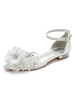 Elfenbein Hochzeitsschuhe Satin spitzen Zehen Strass Flache Brautschuhe Brautjungfernschuhe