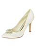 Elfenbein Hochzeitsschuhe Satin spitzen Zehen Strass Party Schuhe Mutter der Brautschuhe