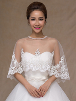 Elfenbein Lace Sheer Semi Trendy Hochzeit Braut Schal