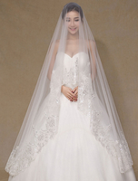 Elfenbein monistisches Hochzeit Schleier Applique Tüll Spitze Brautschleier (300cm Länge)