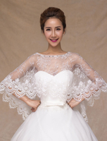 Elfenbein Semi Sheer Lace Hochzeit Schal für Frauen