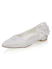 Elfenbein Spitze Blumen wies Toe flache Hochzeitsschuhe Mutter der Braut Schuhe