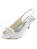Elfenbein Strass Blume Peep Toe Satin Abend und Braut Sandalen