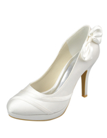 Elfenbeinfarbene Hochzeit Schuhen mit Schleife und high Heels