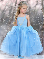 Elsa Blumenmädchenkleider Square Neck Sleeveless Plissee Kids Party Kleider mit Hainen