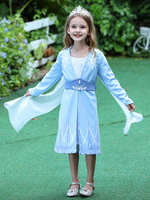 Elsa Gefrorene II Halloween Cosplay Hellhimmelblau Kleid Overcoat-Baumwolle Kinder Cosplay Kostüme