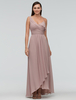 Erröten Brautjungfer Kleid Chiffon Maxi Hochzeit Party Dress One-Shoulder asymmetrischen a-line Abendkleid