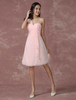 Erröten Brautjungfer Kleid rosa Chiffon 1-Schulter-Rüsche geraffte eine Knielänge Hochzeit Party-Kleid
