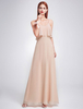 Erröten Brautjungferkleid A-Linie- bodenlang stufig mit Trägern und Reißverschluss Chiffon in Champagnerfarbe