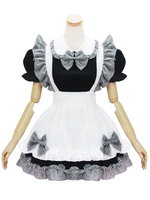 Erstklassiges Lolita OP-Kleid mit kariertem Bogen und Rüschen Schwarzes Lolita-Kleid aus einem Stück