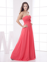 Etui-Brautjungfernkleid aus Chiffon in Rot