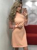 Etuikleid Halskragen Kleider Langarm Rosa Polyester Damenmode für Sommer und Frühling mit Perlen-Applikation im schicken & modischen Style