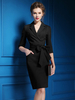 Etuikleid mit Bateau-Kragen Kleider 3/4 Ärmel Schwarz Polyester Damenmode für Herbst im Britischen Stil