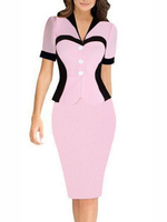 Etuikleid Rosa Kleider Polyester im casualen Stil Kurzarm Damenmode und Sommer