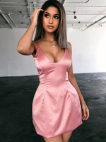 Etuikleid Rosa Kleider Polyester mit Spaghettiträger im casualen Stil Damenmode ärmellos und Trägern Es gibt keinen Schmuck. für Sommer