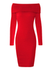 Etuikleid Rot Kleider Baumwolle im sexyen Style und Carmenausschnitt Damenmode für Herbst und Winter und Frühling