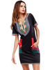 Etuikleid Rot Kleider mit Print Polyester im casualen Stil Damenmode Kurzarm Notched Ausschnitt und Taschen für Sommer