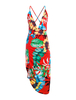 Etuikleid Rot Kleider mit Printmuster Polyester im schicken & modischen Style Damenmode und spitzem Dekolleté und Falten für Sommer