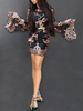 Etuikleid Schwarz Kleider mit Glitzer Polyester im sexyen Style Damenmode Langarm und Rundkragen und Pailletten für Sommer und Frühling