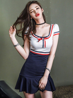 Etuikleid Weiß Kleider Polyester im Schuluniform-Style Kurzarm Damenmode U-Ausschnitt mit Rüschen für Sommer