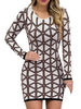 Etuikleid Weiß Kleider und Print gemischten Baumwollen im casualen Stil Damenmode Langarm und Rundkragen für Herbst und Winter