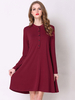 Etuikleider Burgunder Jewel Neck Buttons Attraktives übergroßes Tunika-Kleid aus Polyester