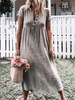 Etuikleider Kurzarm Casual Jewel Neck Grey Tube Dress