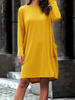 Etuikleider Langarm Casual Jewel Neck Yellow Tube Dress