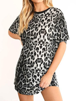 Etuikleider Leopardenmuster Muster Jewel Neck Polyester Fabelhaftes Midi Tunikakleid