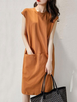 Etuikleider Orange Charming Jewel Neck Ärmelloses Polyester-Röhrenkleid
