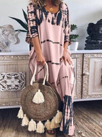 Etuikleider Pink Jewel Neck Polyester Bedrucktes fantastisches Tunika-Kleid für Frauen
