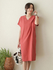 Etuikleider Wassermelone Rot V-Ausschnitt Kurzarm Polyester Charming Tube Kleid