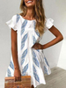 Etuikleider White Jewel Neck Plissee Fantastic Polyester Layered Geometric Midi Tunika Kleid