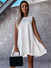 Etuikleider White Jewel Neck Ärmelloses Plissee-Polyester Fabulous Open Shoulder Tube Dress