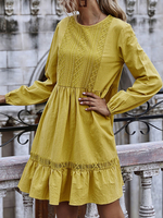 Etuikleider Yellow Jewel Neck Polyester Attraktives Röhrenkleid für Frauen