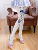 Exotische Lolita Socken Weiße Blumen Strumpfhose