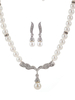 Exquisites Kunstperle Schmuck Set für Braut in Silbern mit Angel Flügel und Ohrringen und Halskette