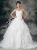Fabelhaftes A-Linie-BrautKleid aus Organza mit Herz-Ausschnitt und Hof-Schleppe in Elfenbeinfarbe