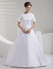 Fabelhaftes A-Linie-BrautKleid aus Satin mit Perlen-Applikation und Schleppe in Weiß