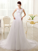 Fabelhaftes Brautkleid aus Organza mit Illusion-Ausschnitt und Schleppe