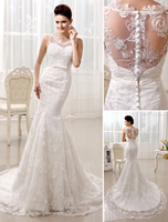 Fabelhaftes Mermaid-Brautkleid aus Spitze mit Hof-Schleppe in Elfenbeinfarbe