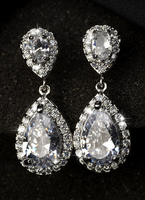 Fallen Sie Hochzeit Ohrringe weiße Zirkonia durchbohrt Braut Ohrringe Schmuck