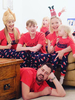 Familie Weihnachten Pyjamas Baumwollmischung Farbblock Rot Navy Blau Set