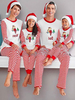 Familie Weihnachtspyjamas Polyester Blumendruck Hosen Top Set Rot Familie Pyjama Outfit