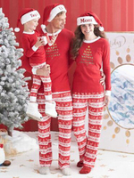 Familie Weihnachtspyjamas Rot Top mit Hose Kinder Unisex Faschingskostüme