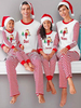 Familie Weihnachtspyjamas weiße Hose mit Top gedruckten gestreiften Schlafanzüge für Damen
